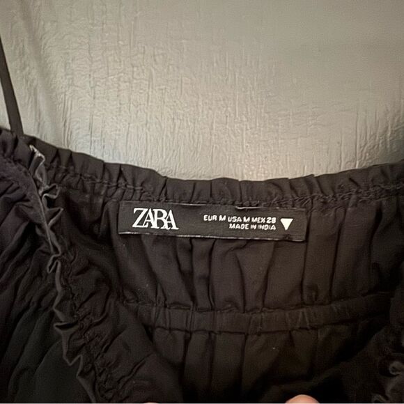 ZARA POPLIN DRESS WITH BOWS sz M - Picture 5 of 6